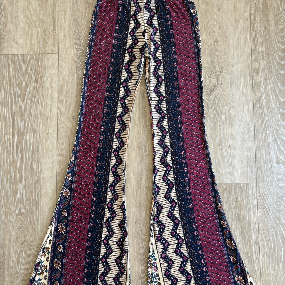 Novella Royale Janis Bells Patchwork Boho Flare Pants Size M Festival